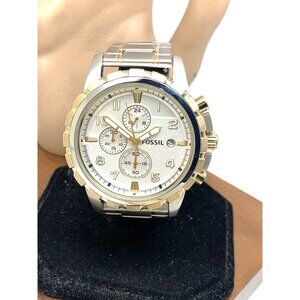 Fossil Men's Watch FS4795IE Quartz Chronograph Silver Dial Two Tone Steel 45mm